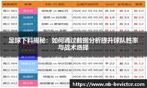 足球下料揭秘：如何通过数据分析提升球队胜率与战术选择